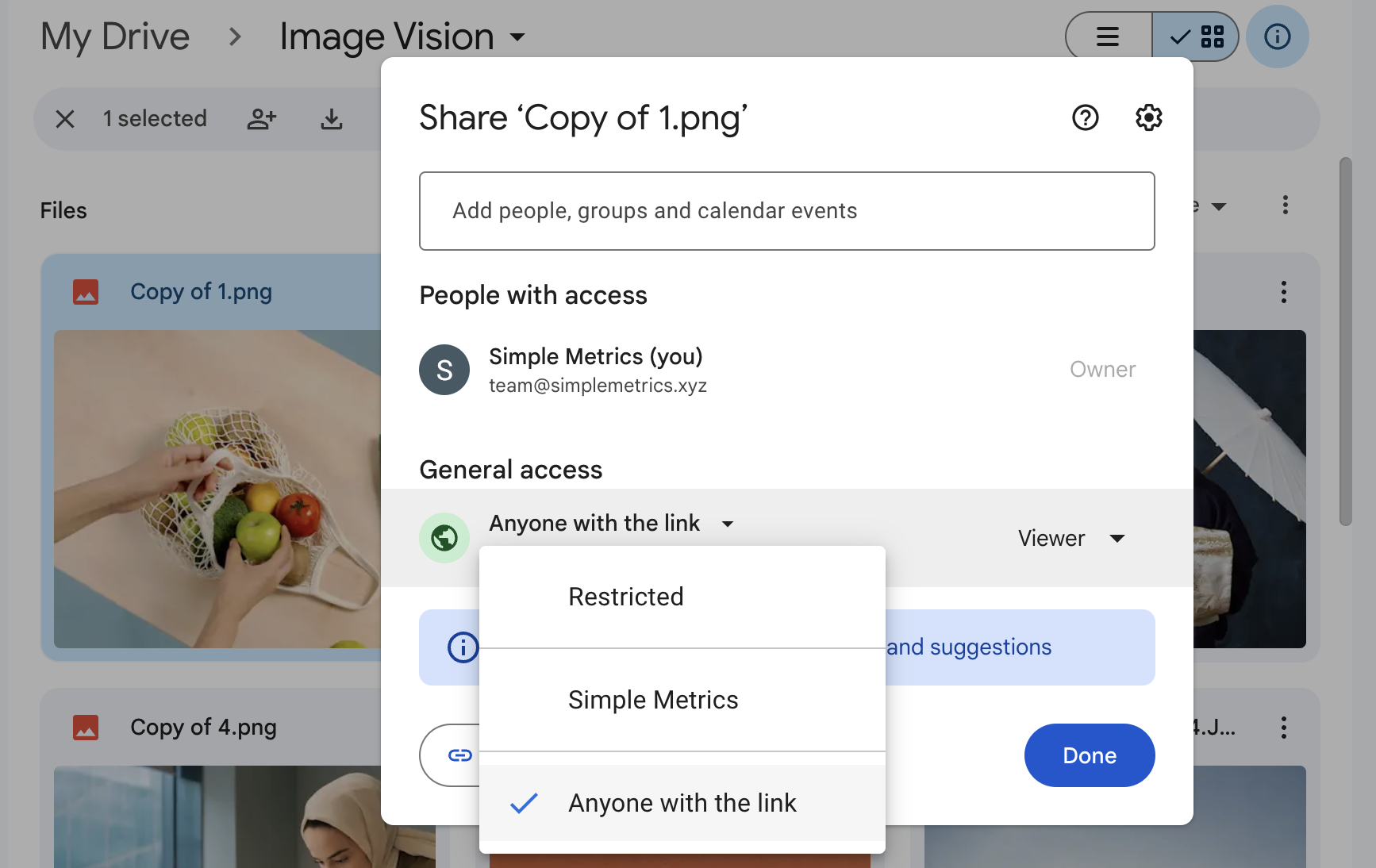 How to make Images accessible in Google Drive